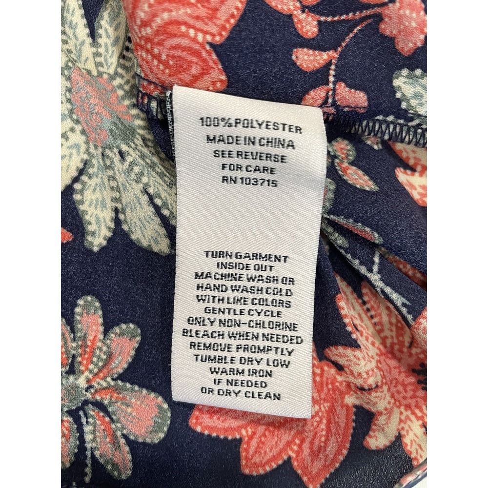 Nanette Lepore Anthropologie‎ Women's L Navy Floral Spring Top Blouse - Picture 7 of 7